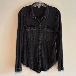 Calvin Klein Jeans Women's Black Faux Denim Shirt SZ  M